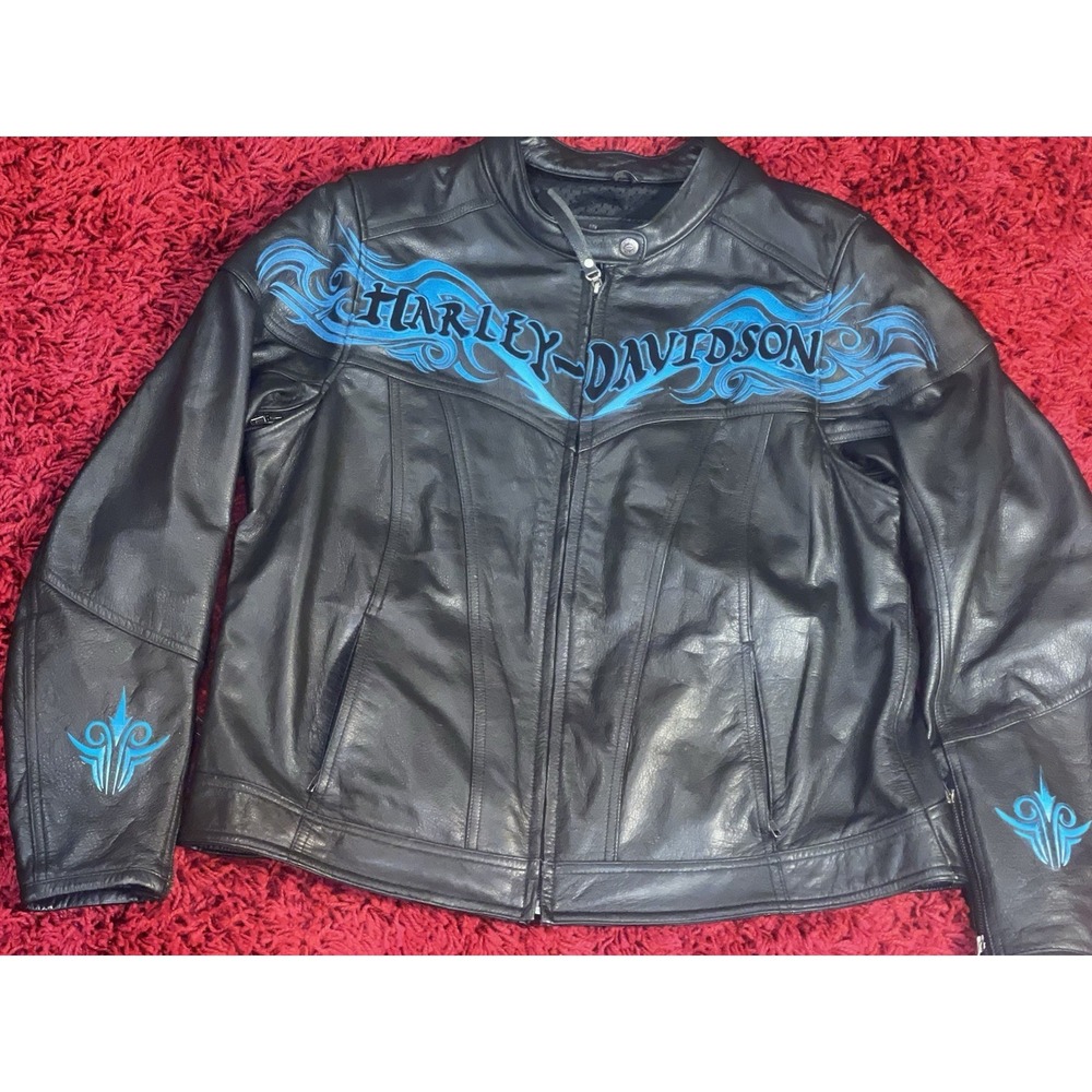 Harley-Davidson Misty Waters Womens Black Leather Motorcycle Jacket XL